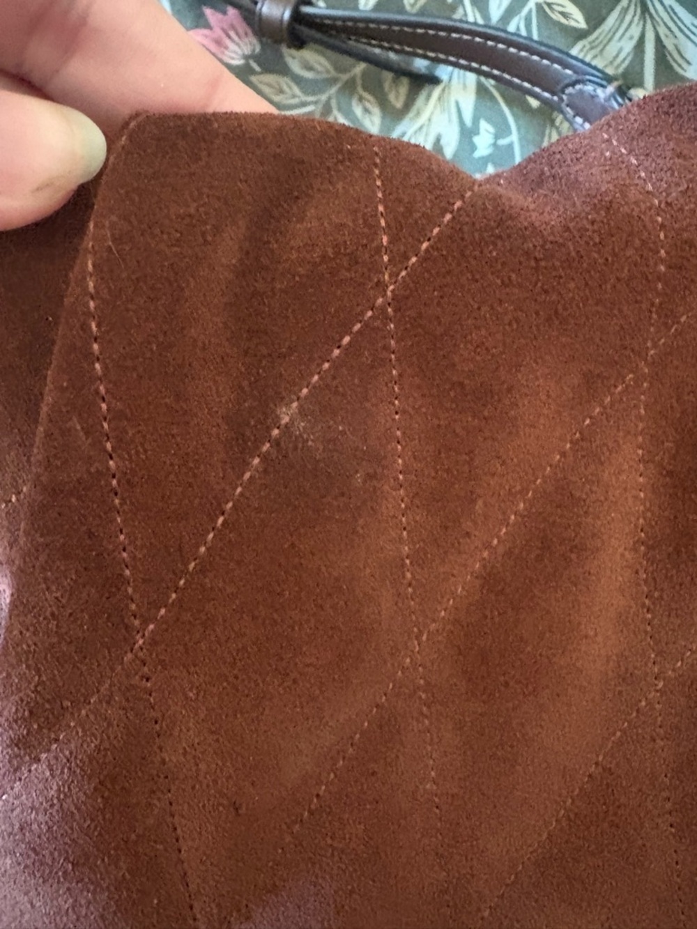 Coach Mini Faye Brown Suede Drawstring Crossbody - Picture 2 of 6